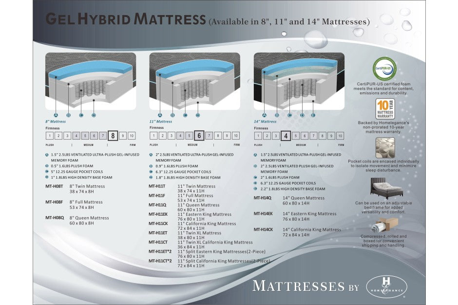 MT-H 11'' Gel-Infused Memory Foam Hybrid-Mira Collection
