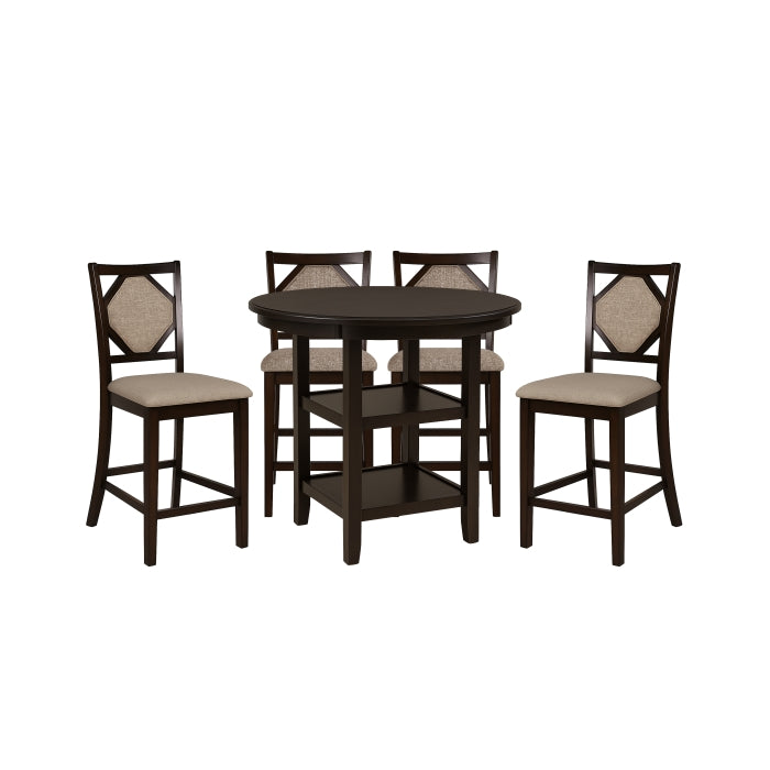 SH1152-36 5 PC COUNTER HEIGHT SET, MIDNIGHT WALNUT FINISH