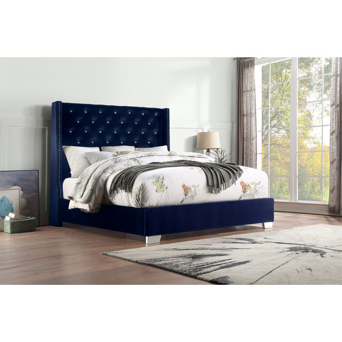 SH228FBLU-1* UPHL VELVET FULL BED, BLUE