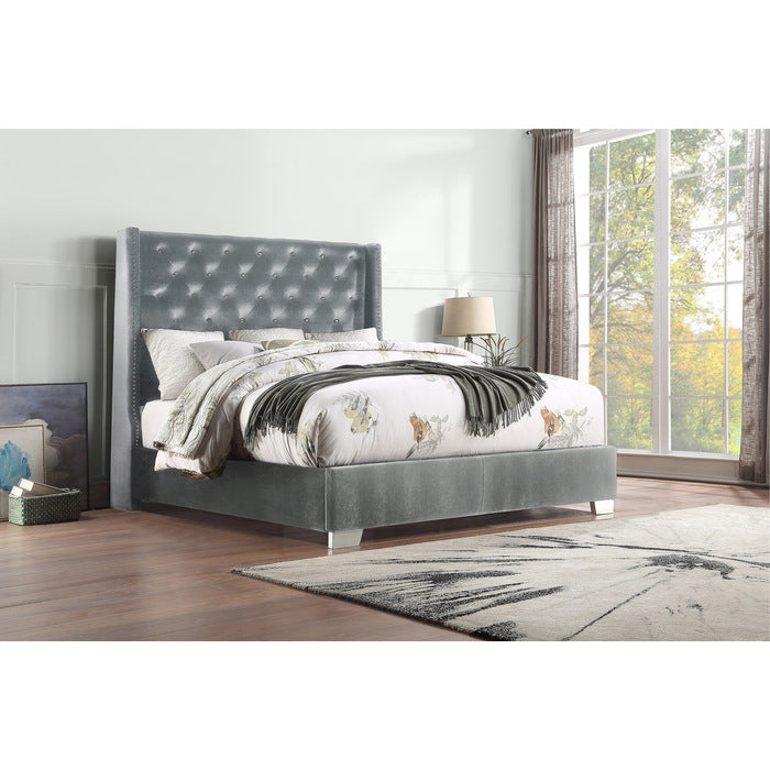 SH228FGRY-1* UPHL VELVET FULL BED, GRAY