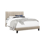 SH281BGE-1 CHANNEL QUEEN PLATFORM BED W/BEIGE FABRIC