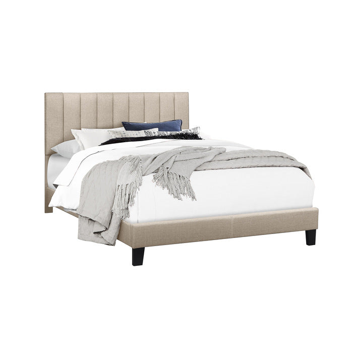 SH281BGE-1 CHANNEL QUEEN PLATFORM BED W/BEIGE FABRIC
