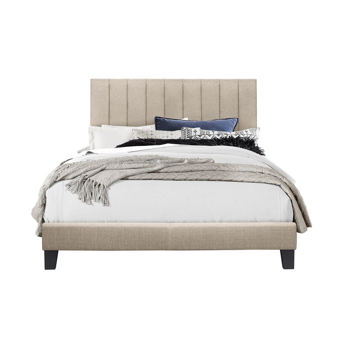 SH281BGE-1 CHANNEL QUEEN PLATFORM BED W/BEIGE FABRIC