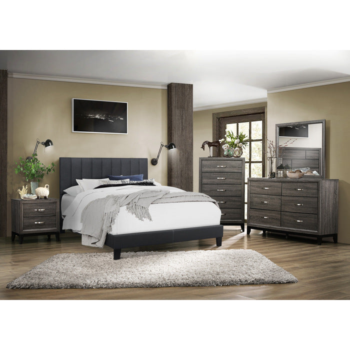 SH281FDGR-1 CHANNEL FULL PLATFORM BED W/DARK GRY FABRIC