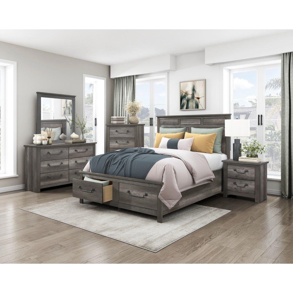 1342K-1EK* Eastern King Platform Bed with Footboard Storage