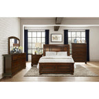 1718BRN-1* QUEEN PLATFORM BED WITH FOOTBOARD STORAGE