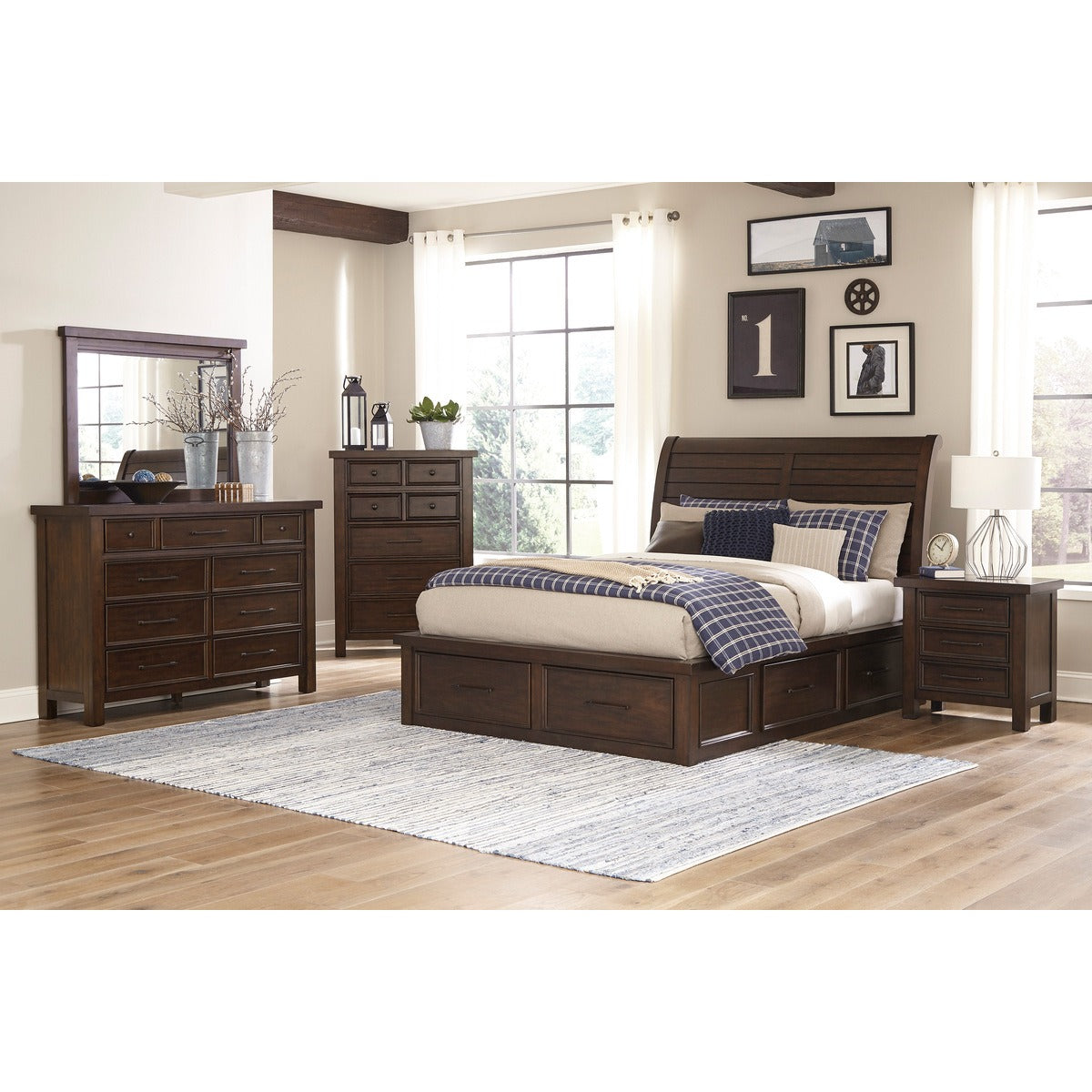 1559K-1EK* Eastern King Platform Bed with Storage Footboard and Side Rails