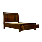 1718BRN-1* QUEEN PLATFORM BED WITH FOOTBOARD STORAGE
