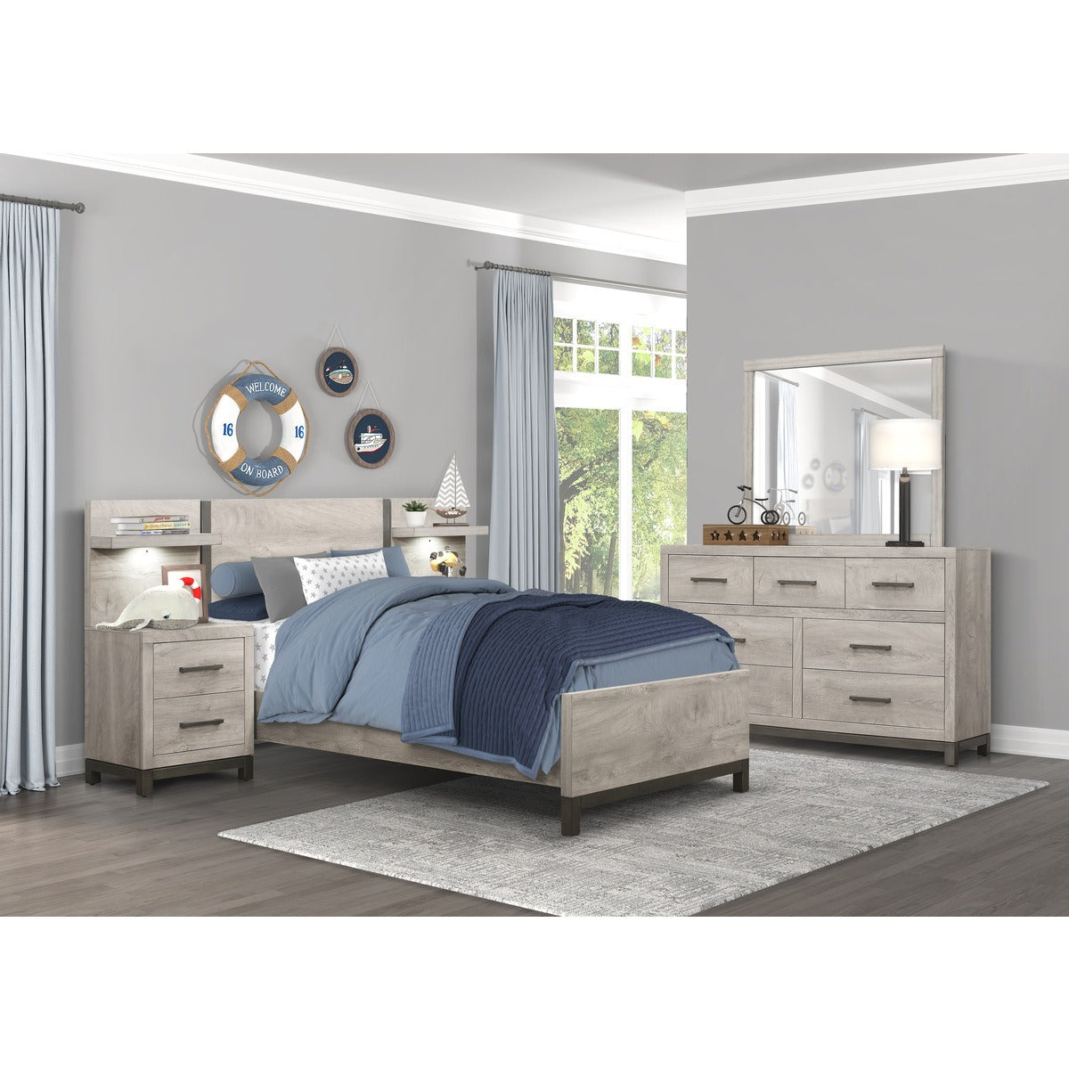 1577T-1*WB 5pc Set Twin Wall Bed (TB+2NS+2NS-P)