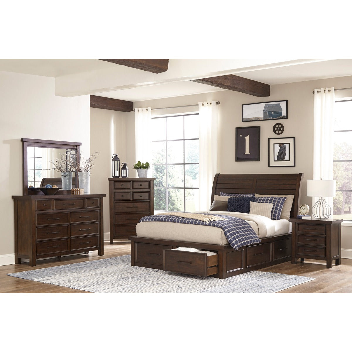 1559K-1EK* Eastern King Platform Bed with Storage Footboard and Side Rails
