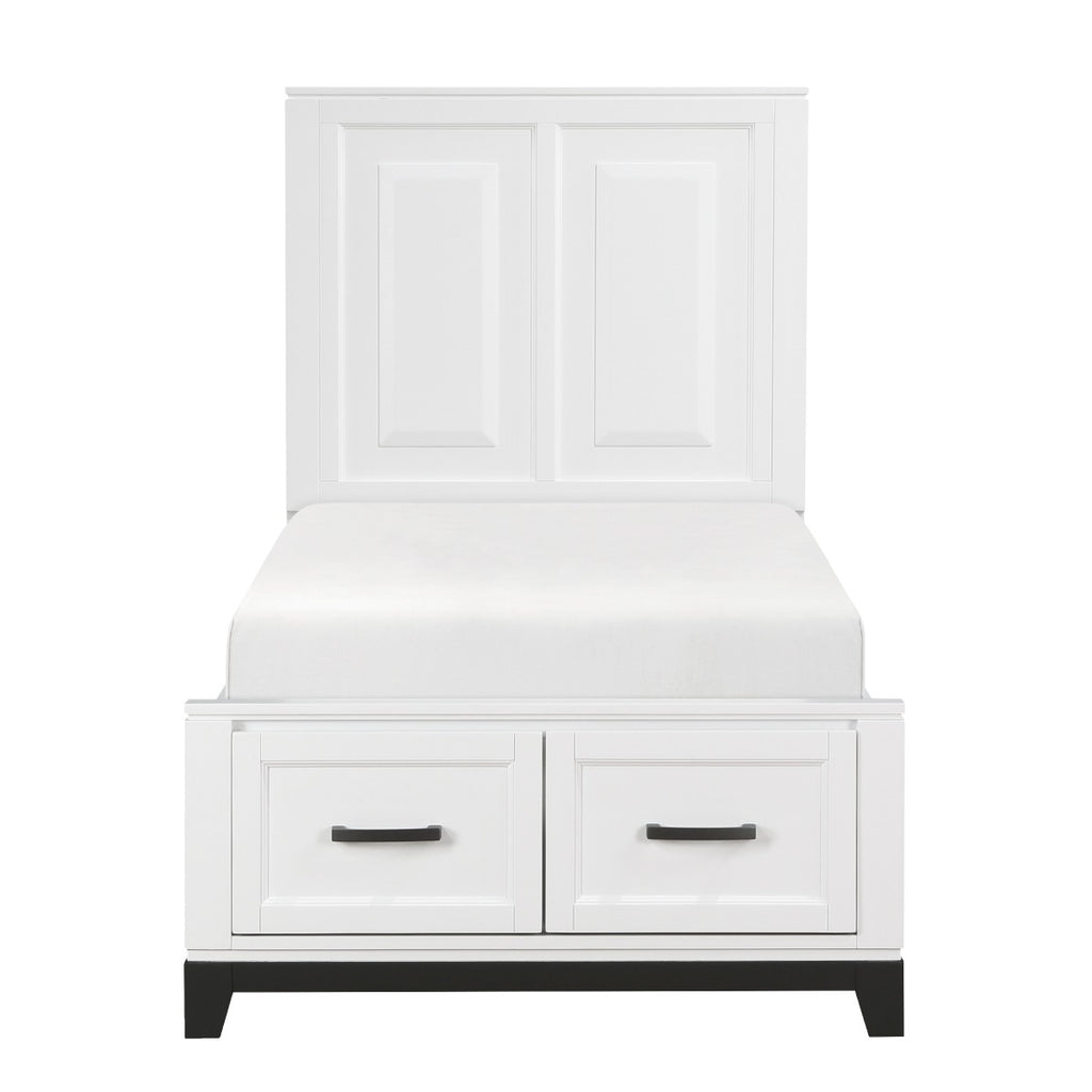 1450WHT-1* Twin Platform Bed with Footboard Storage