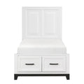 1450WHT-1* Twin Platform Bed with Footboard Storage