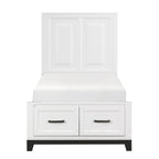 1450WHT-1* Twin Platform Bed with Footboard Storage