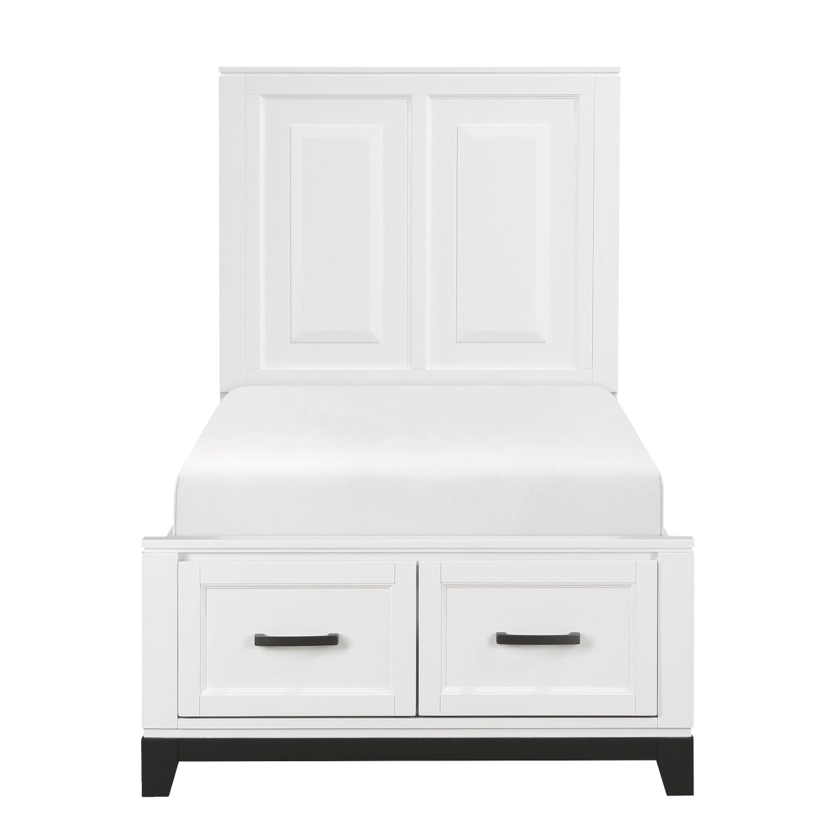 1450WHT-1* Twin Platform Bed with Footboard Storage