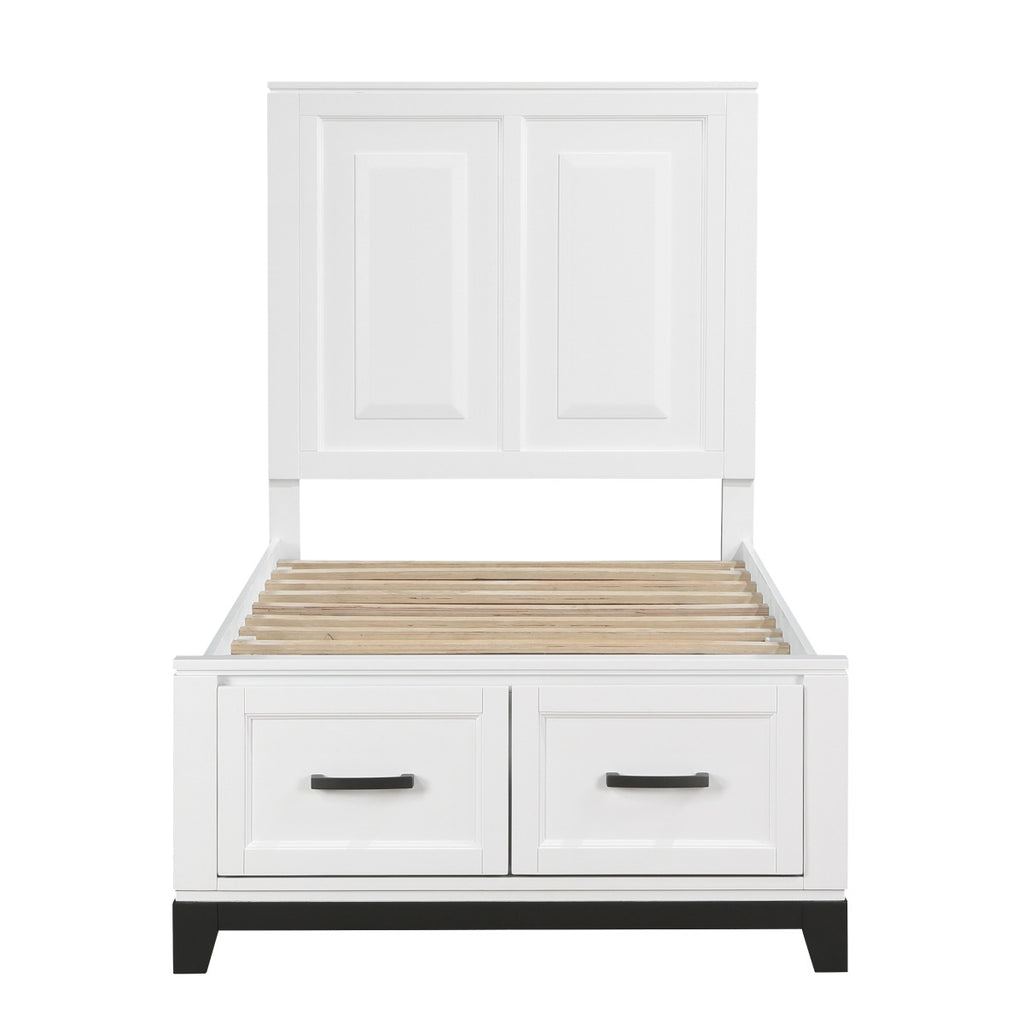 1450WHT-1* Twin Platform Bed with Footboard Storage