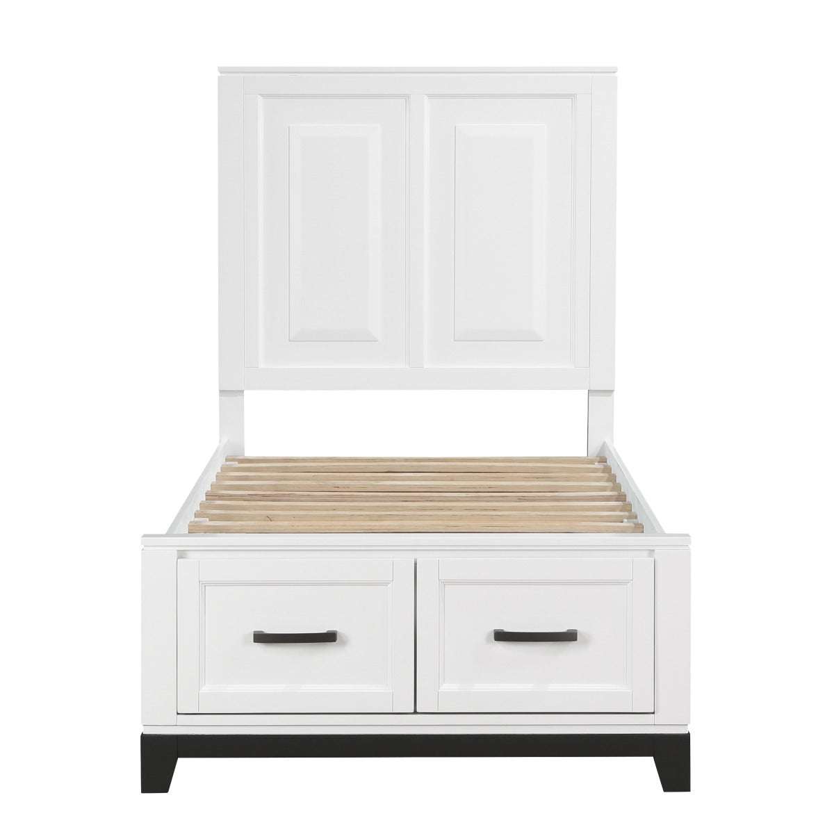 1450WHT-1* Twin Platform Bed with Footboard Storage