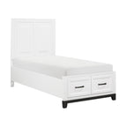 1450WHT-1* Twin Platform Bed with Footboard Storage