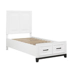 1450WHT-1* Twin Platform Bed with Footboard Storage