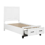 1450WHT-1* Twin Platform Bed with Footboard Storage
