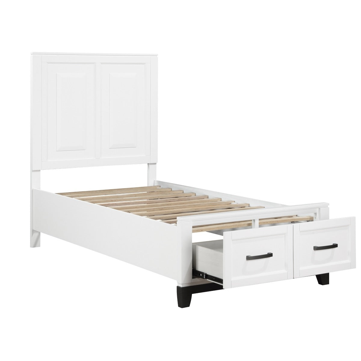 1450WHT-1* Twin Platform Bed with Footboard Storage