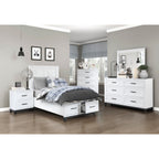 1450WHT-1* Twin Platform Bed with Footboard Storage