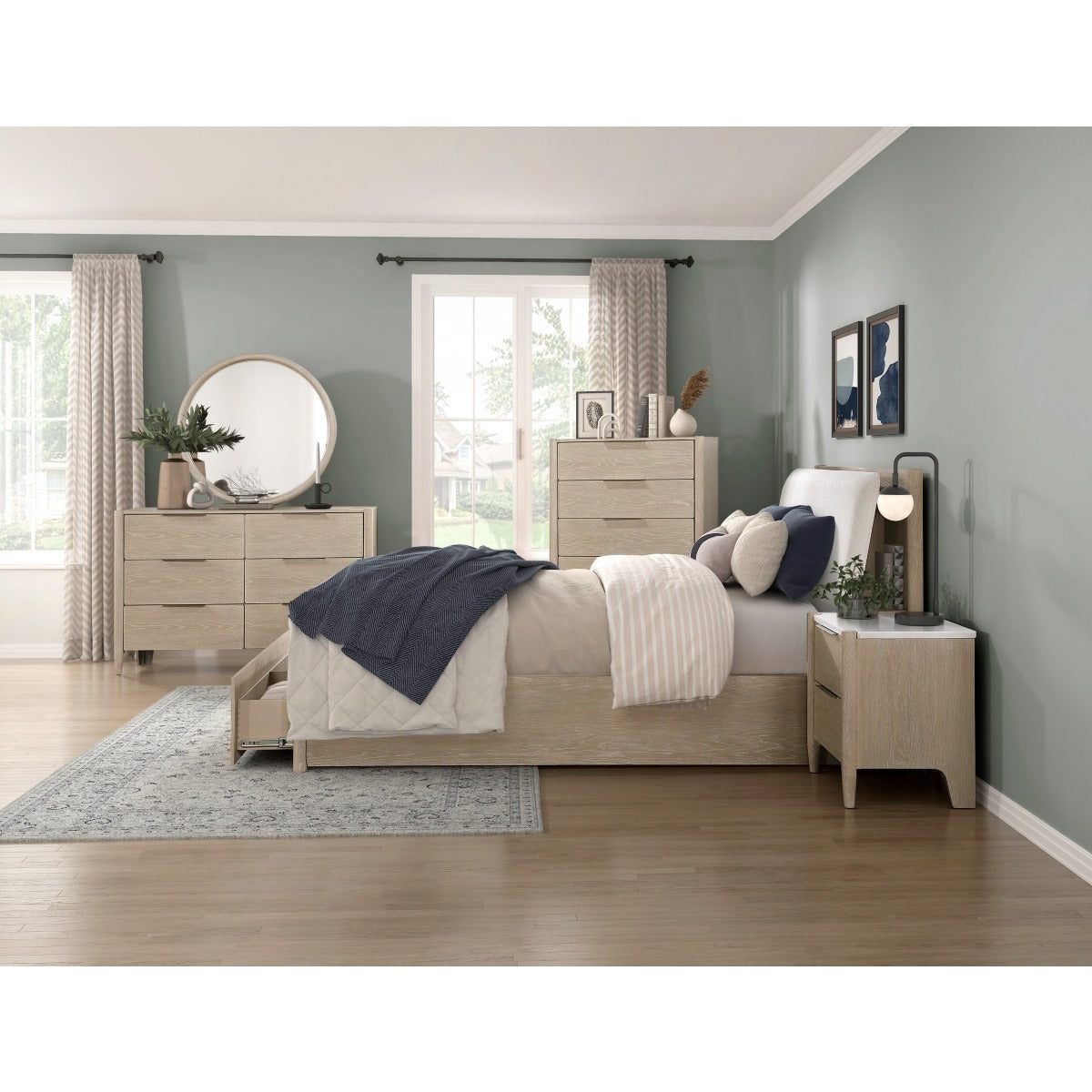 1313NK-1EK* Eastern King Platform Bed with Footboard Storage