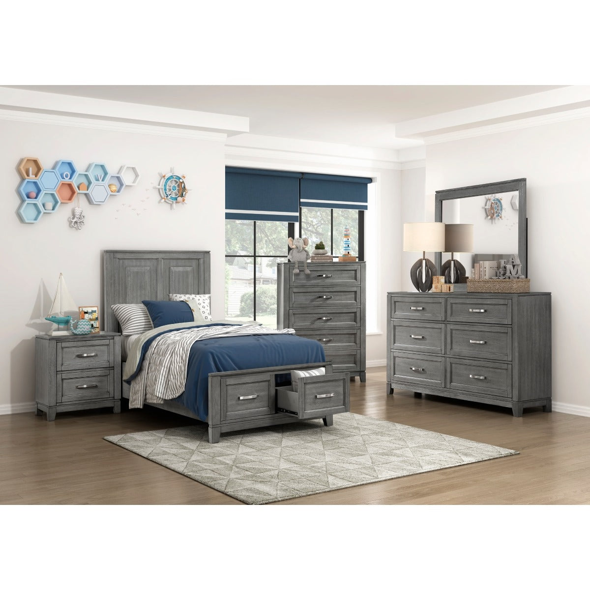 1450T-1* Twin Platform Bed with Footboard Storage