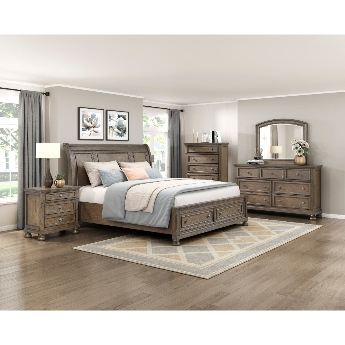 2259KBR-1EK* Eastern King Platform Bed with Footboard Storage