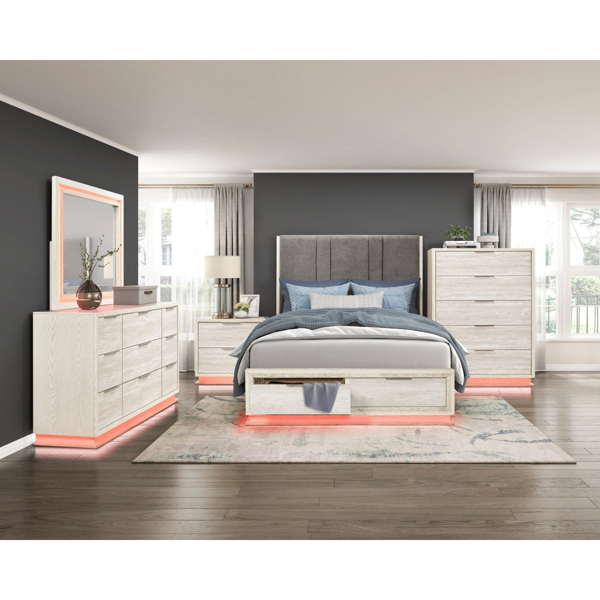 2391-1* Queen Platform Bed with Footboard Storage