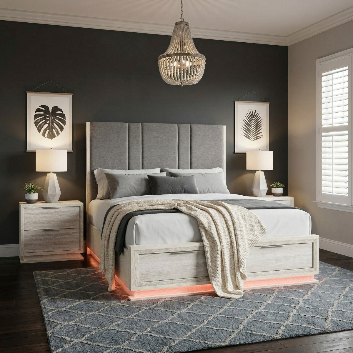 2391-1* Queen Platform Bed with Footboard Storage