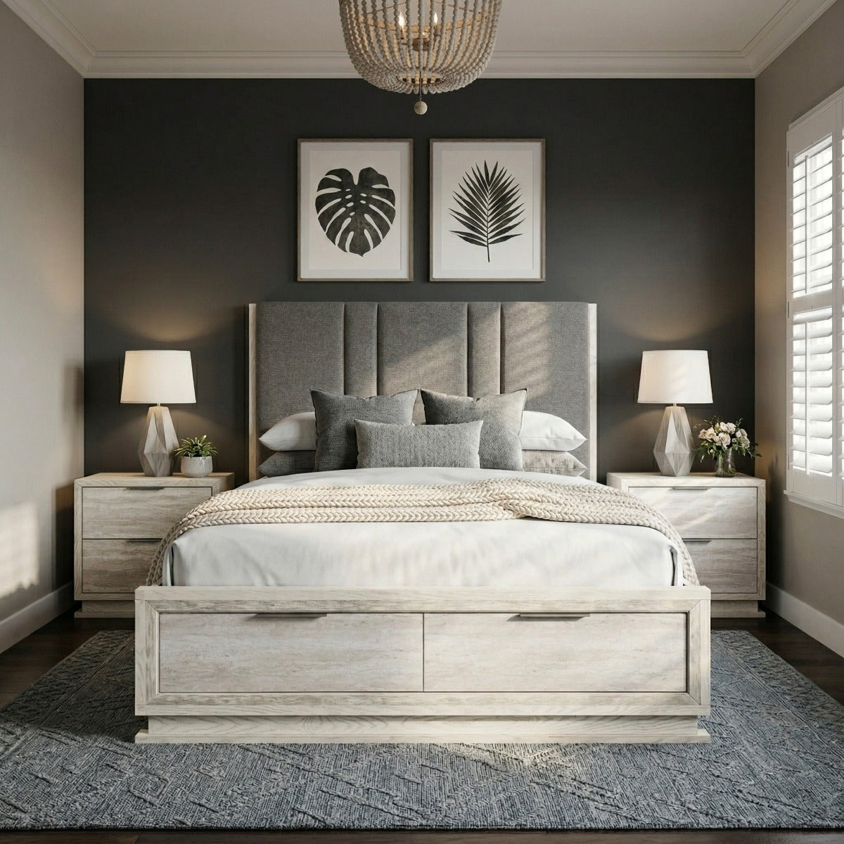 2391-1* Queen Platform Bed with Footboard Storage
