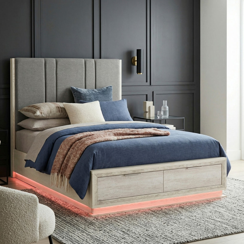 2391-1* Queen Platform Bed with Footboard Storage