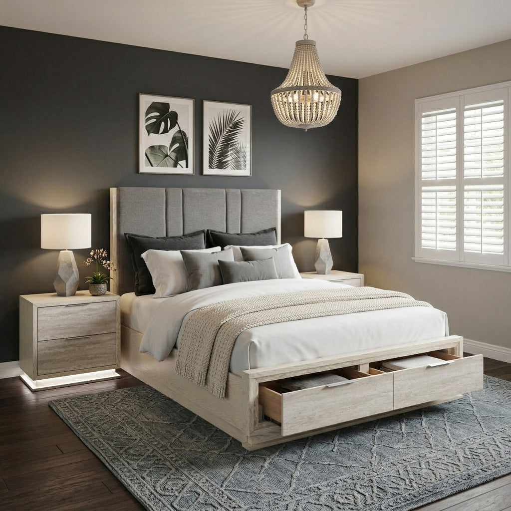 2391-1* Queen Platform Bed with Footboard Storage