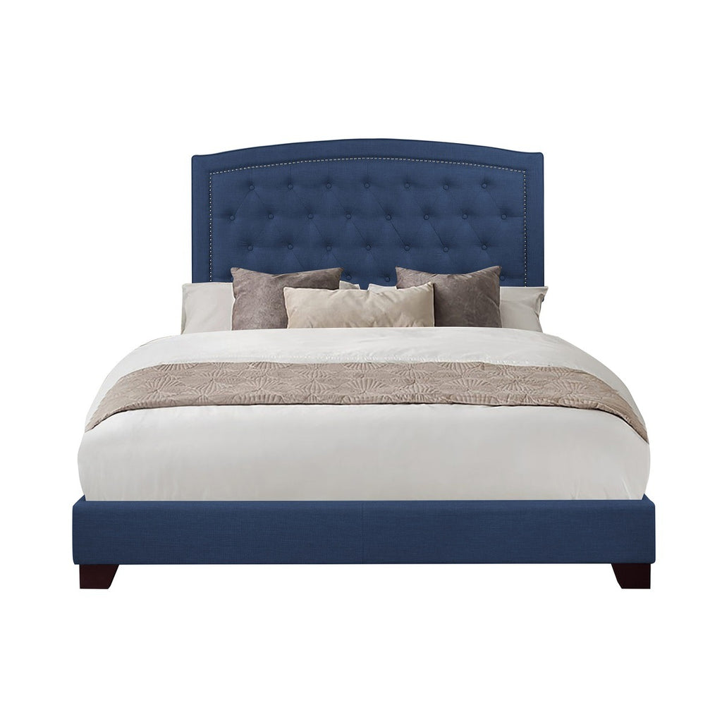 SH275BLU-1 QUEEN BED W/BLUE FABRIC