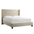 315BQ-1BL(3A)_3Q QUEEN PLATFORM COLUMN BED IN BEIGE LINEN