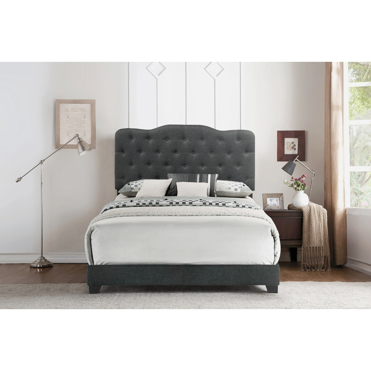 SH276KDGR-1 KING BED W/DARK GREY FABRIC