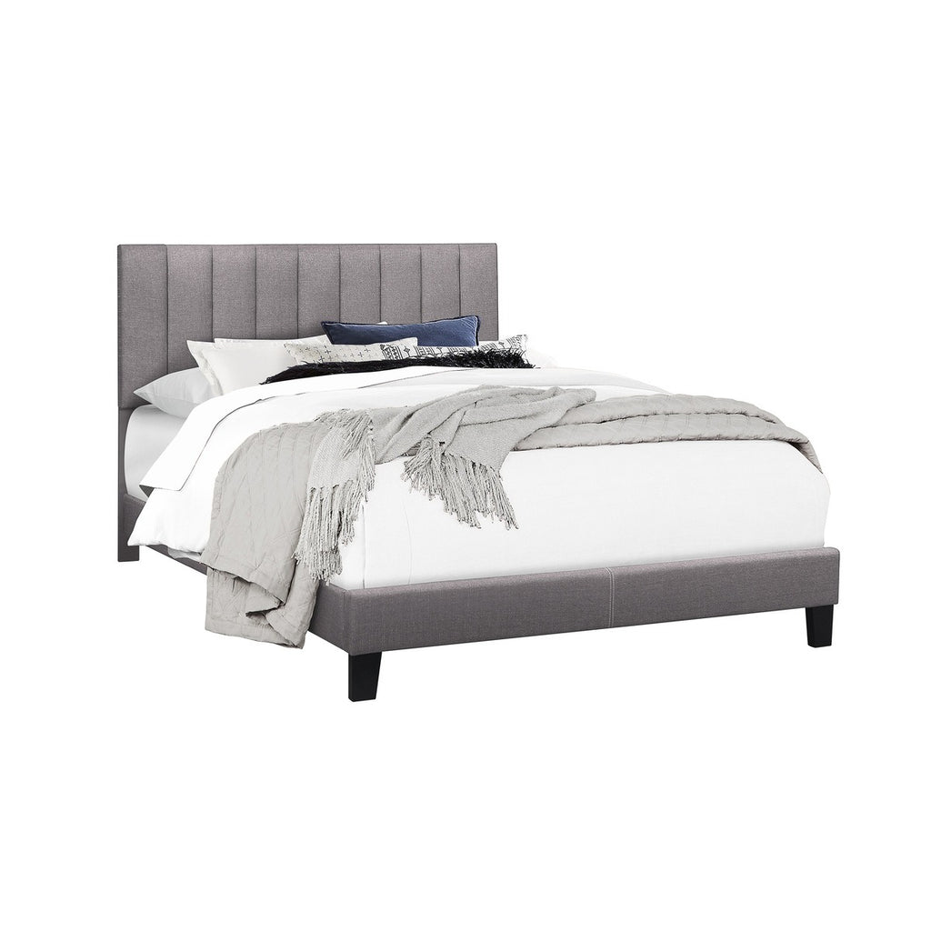 SH281KGRY-1 CHANNEL KING PLATFORM BED W/GREY FABRIC