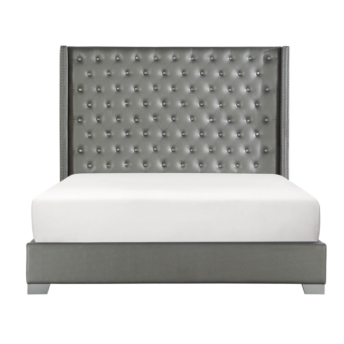 SH228-1* UPHL PU QUEEN BED, SILVER