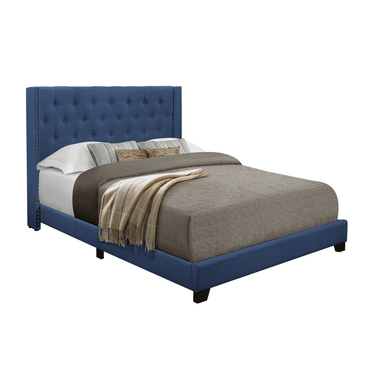 SH215KBLU-1 KING BED W/BLUE FABRIC