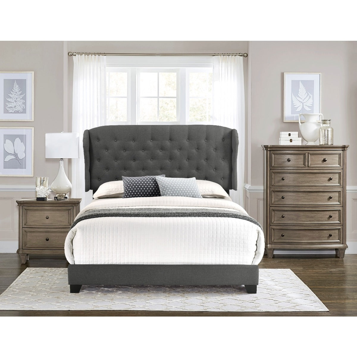 SH279TDGR-1 TWIN BED WITH DARK GREY FABRIC