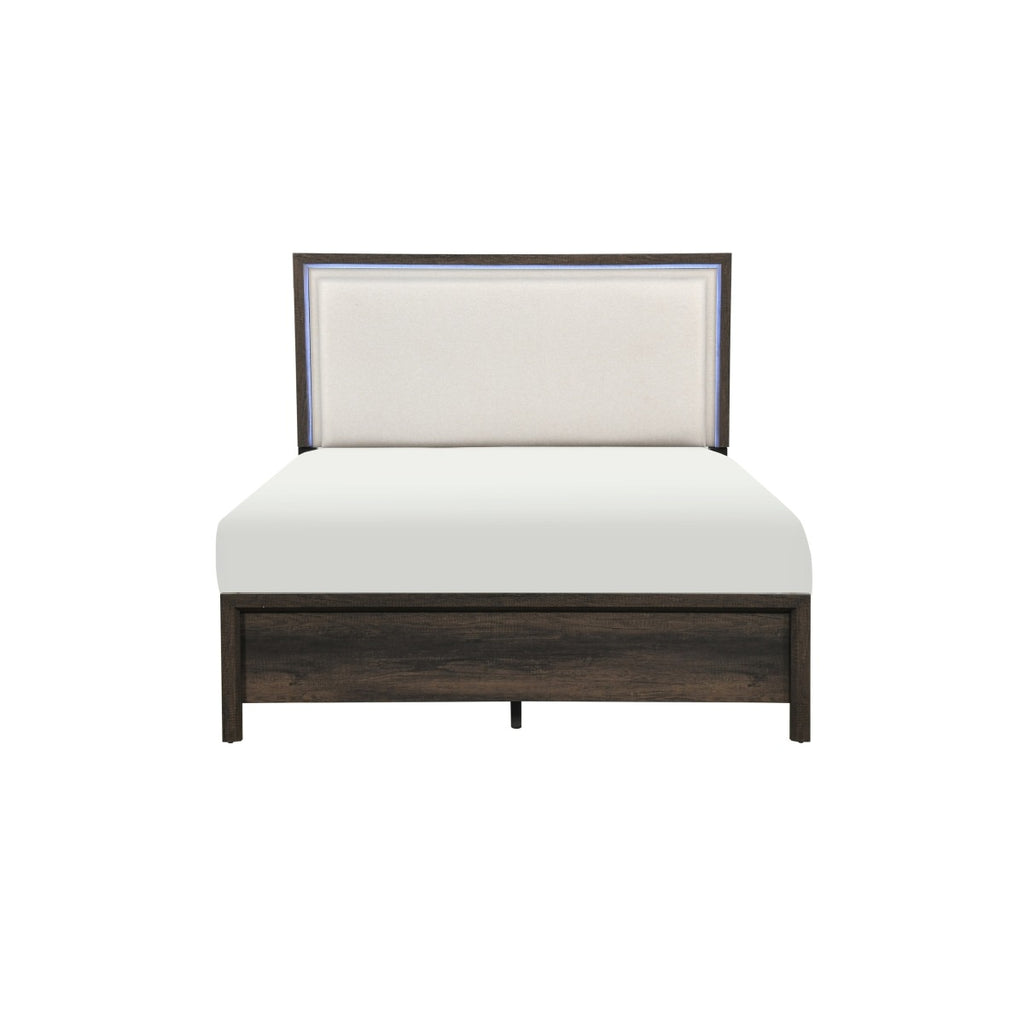 SH2105K-1EK* KING UPHL BED W/ LED, CHERRY