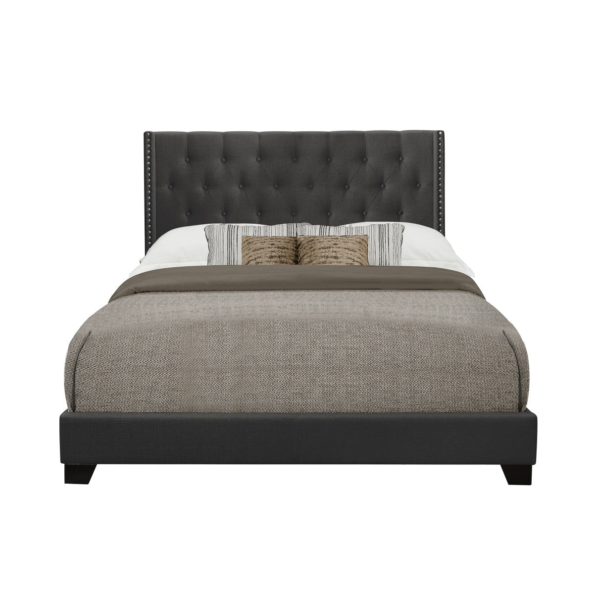 SH215KDGR-1 KING BED W/DARK GREY FABRIC