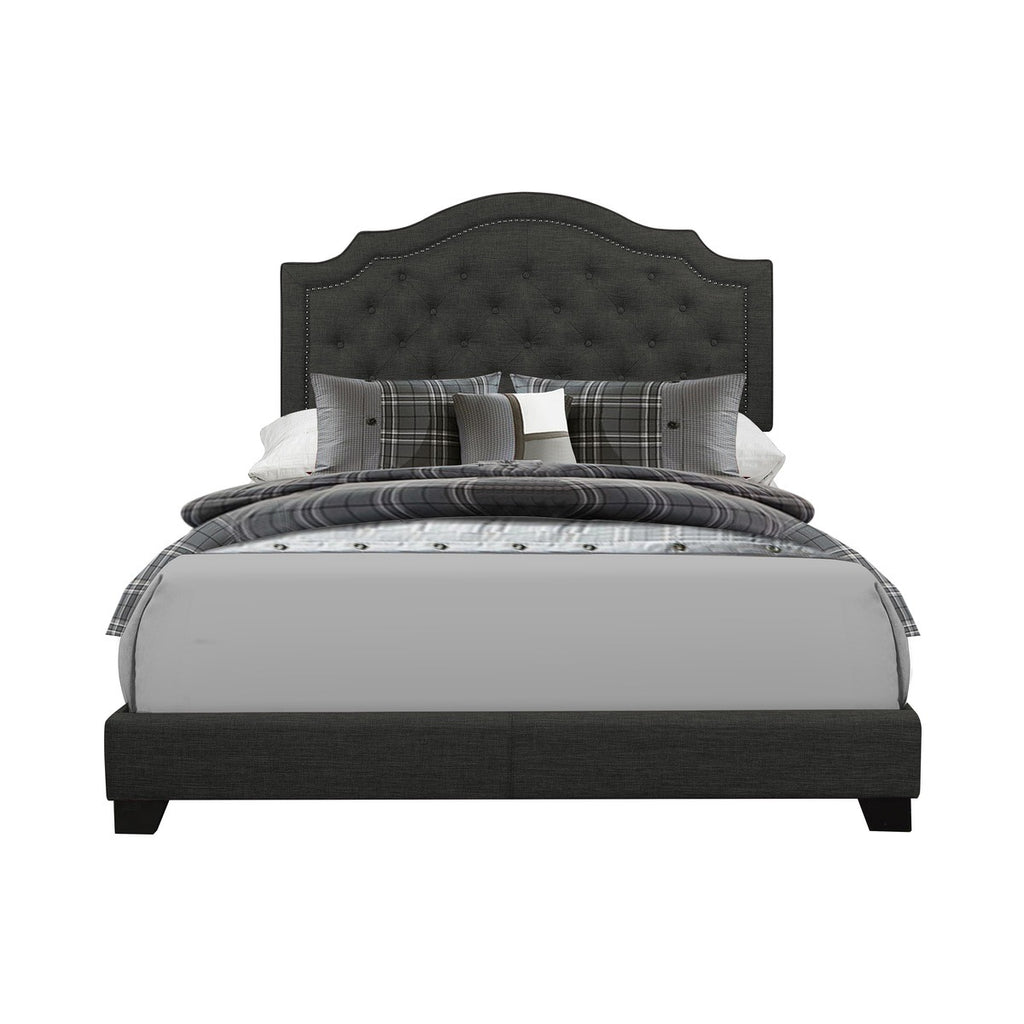 SH255DGR-1 QUEEN BED W/DARK GREY FABRIC