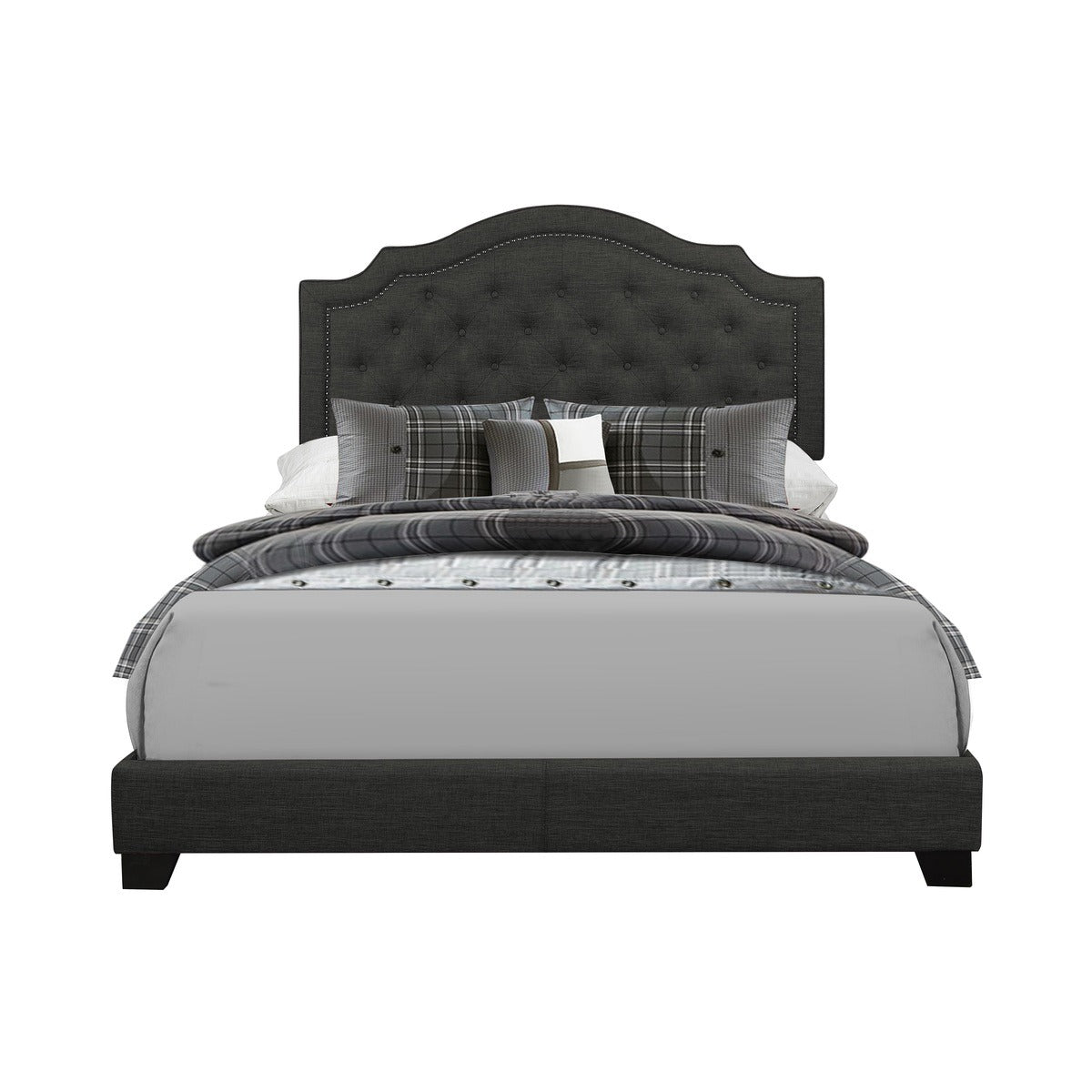 SH255DGR-1 QUEEN BED W/DARK GREY FABRIC