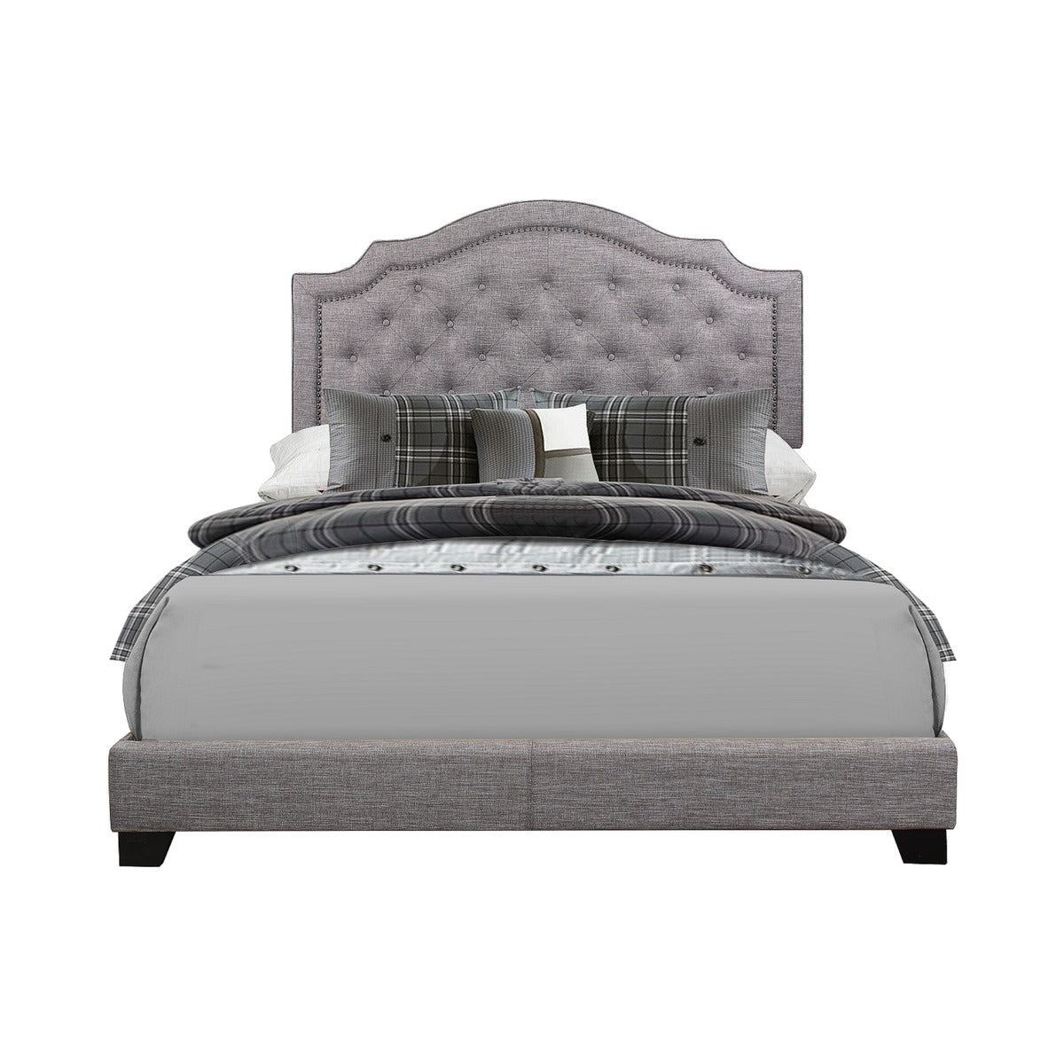 SH255GRY-1 QUEEN BED W/GREY FABRIC