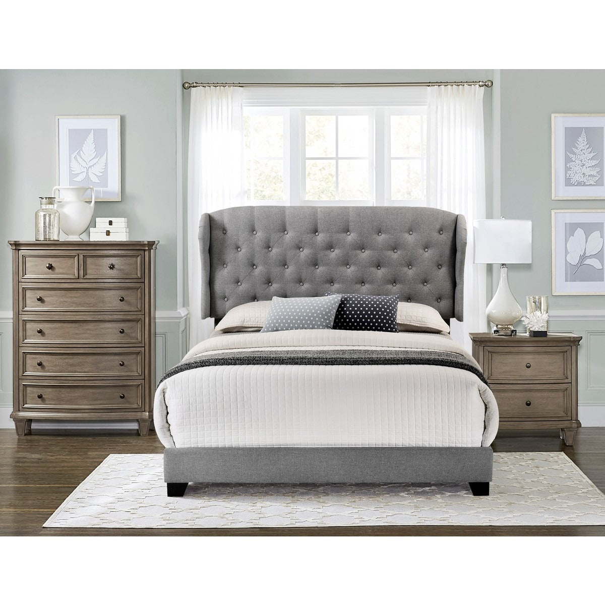 SH279KGRY-1 KING BED W/GREY FABRIC