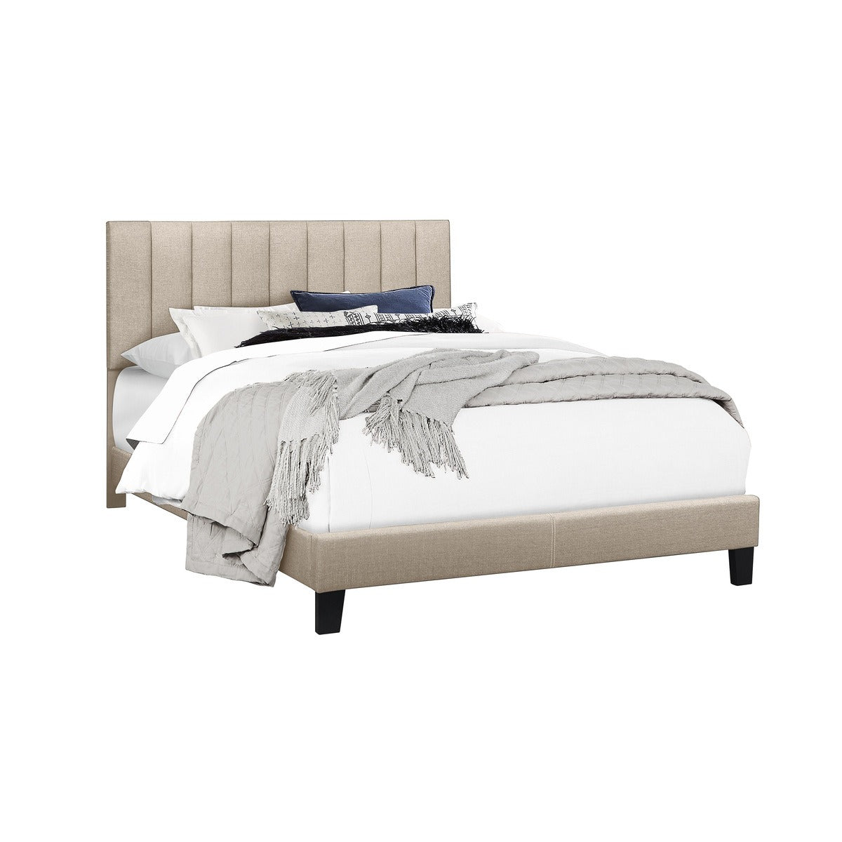 SH281KBGE-1 CHANNEL KING PLATFORM BED W/BEIGE FABRIC