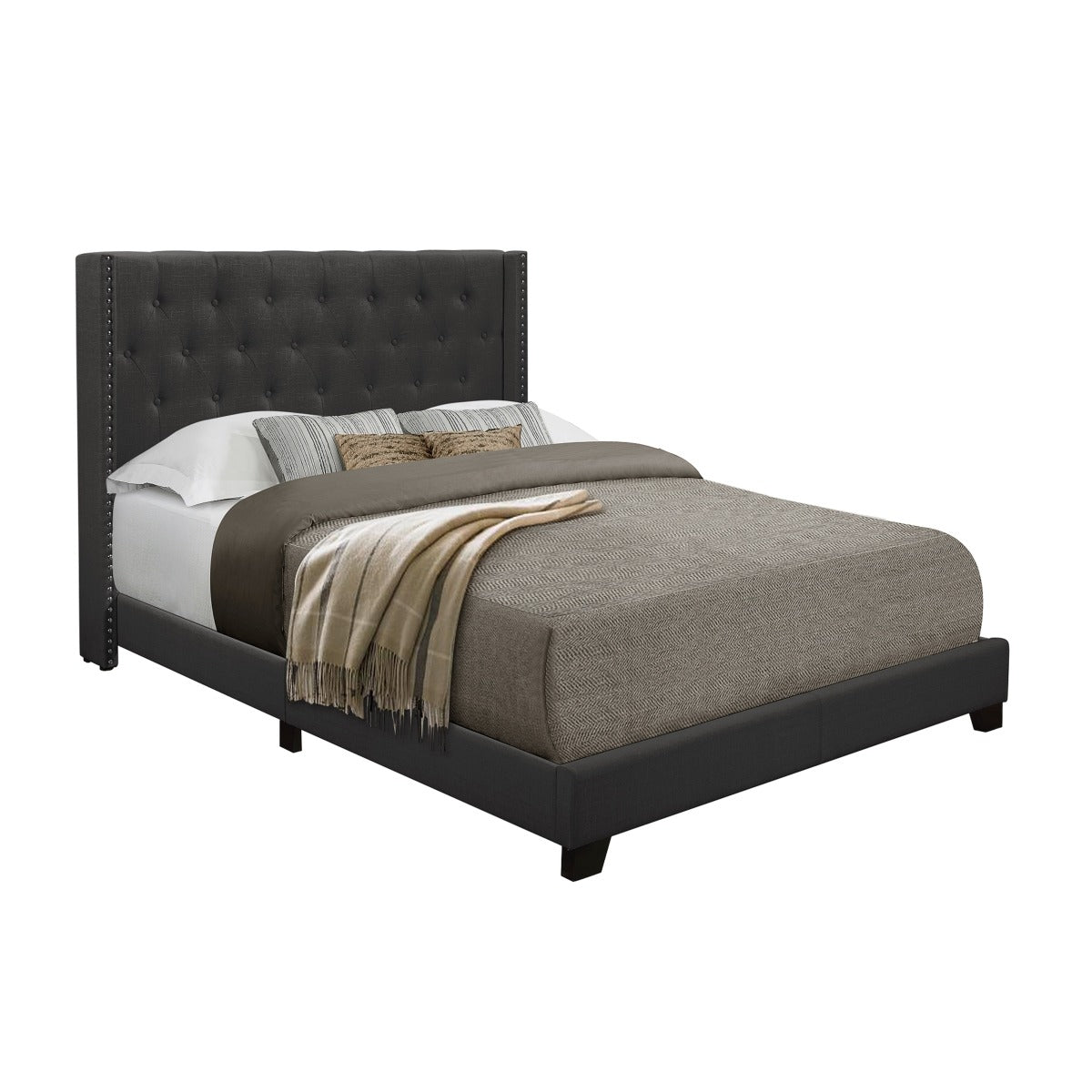 SH215KDGR-1 KING BED W/DARK GREY FABRIC