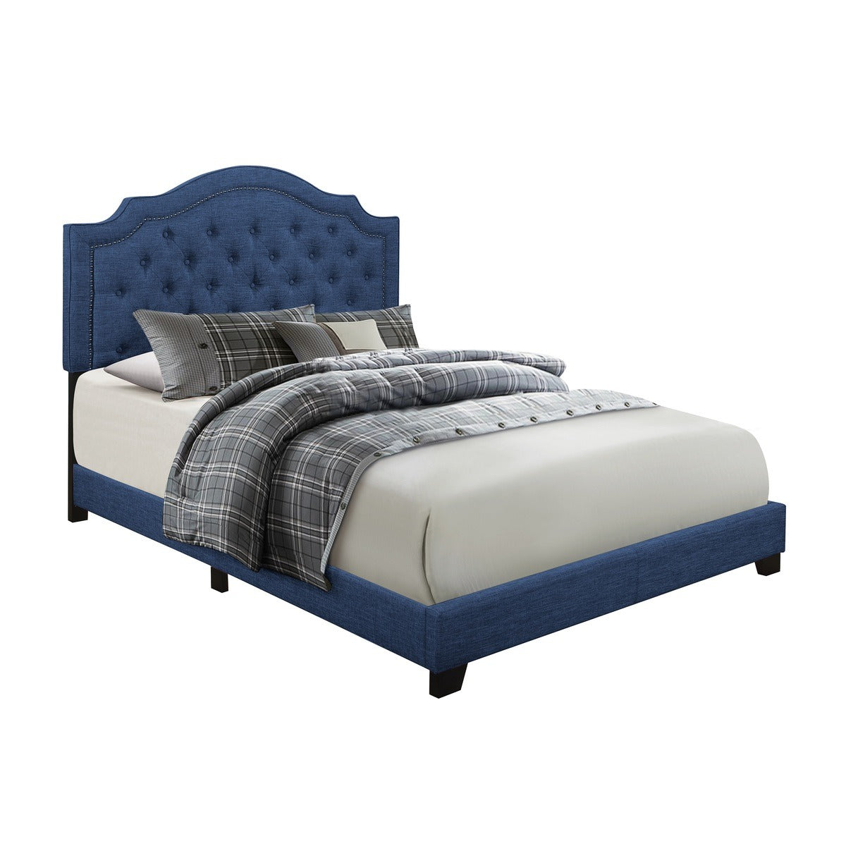 SH255BLU-1 QUEEN BED W/BLUE FABRIC