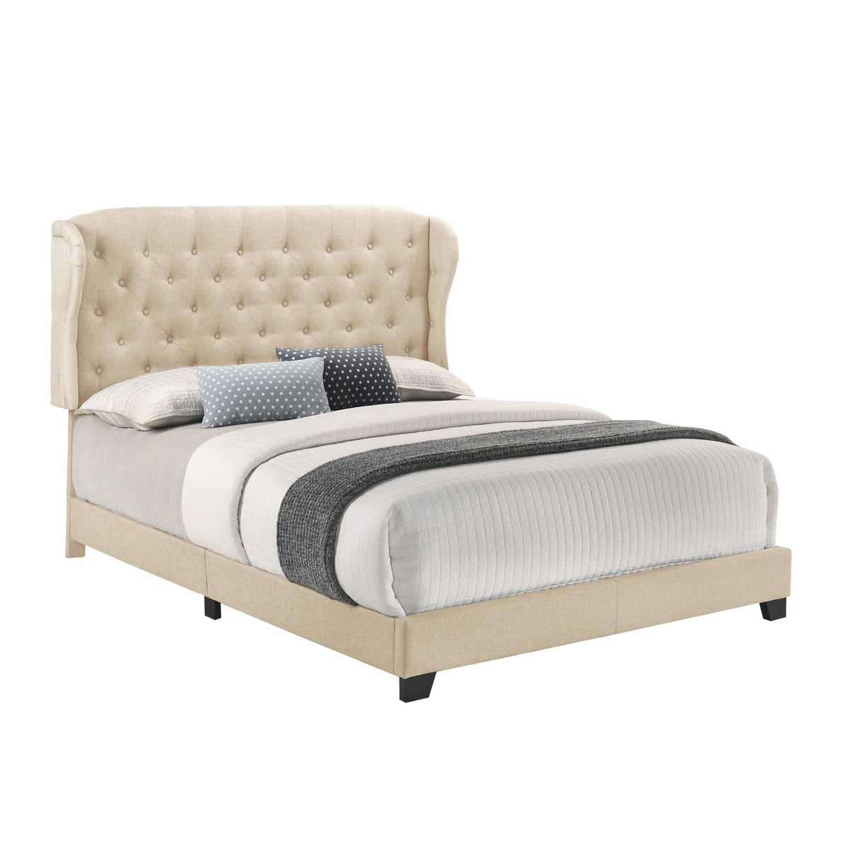 SH279BGE-1 QUEEN BED W/BEIGE FABRIC